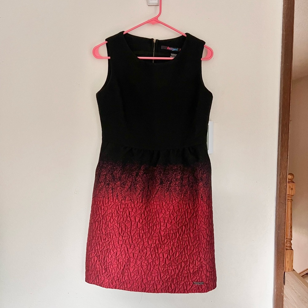 Desigual Sleeveless black and red dress size 4